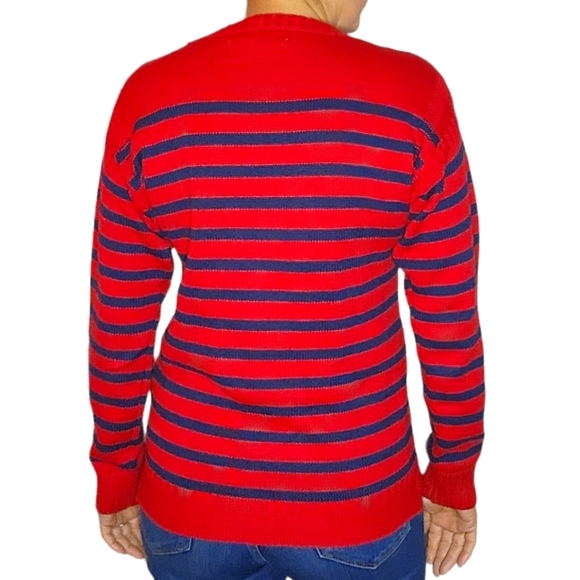 H&M L.O.G.G. Cotton Knit Red Striped Sweater Size Small - Picture 2 of 5